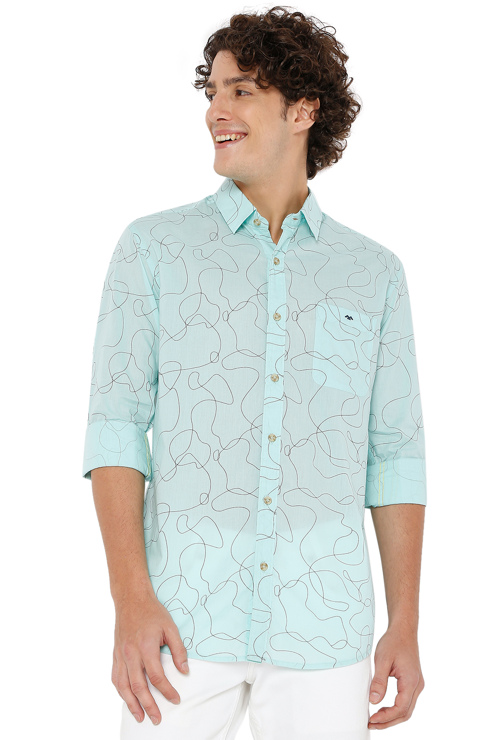 black and turquoise shirt