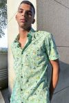 Light Green & White Floral Print Slim Fit Casual Shirt