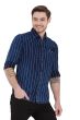 INDIGO BLUE & WHITE STRIPE DENIM SLIM FIT CASUAL SHIRT