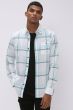 White & Light Blue Windowpane Check Slim Fit Casual Shirt