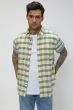 Yellow & Blue Large Check Slim Fit Casual Shirt