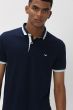 Navy & White Tipped Collar Pique Polo T-Shirt