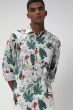 White & Green Digital Print Slim Fit Casual Shirt