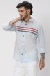Light Blue & Red Chest Stripe Slim Fit Casual Shirt
