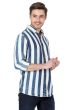 INDIGO BLUE & WHITE STRIPE DENIM SLIM FIT CASUAL SHIRT