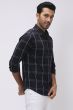 CHARCOAL WINDOWPANE CHECK LIGHTWEIGHT SLIM FIT CASUAL SHIRT