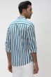 TURQUOISE & BEIGE BENGAL STRIPE SLIM FIT CASUAL SHIRT