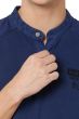 NAVY MILITARY SLIM FIT PIQUE HENLEY