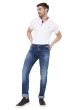 DISTRESSED STRETCH SUPER SLIM FIT DARK INDIGO BLUE JEANS