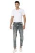 Mid Blue Ankle Length Knitted Stretch Jeans