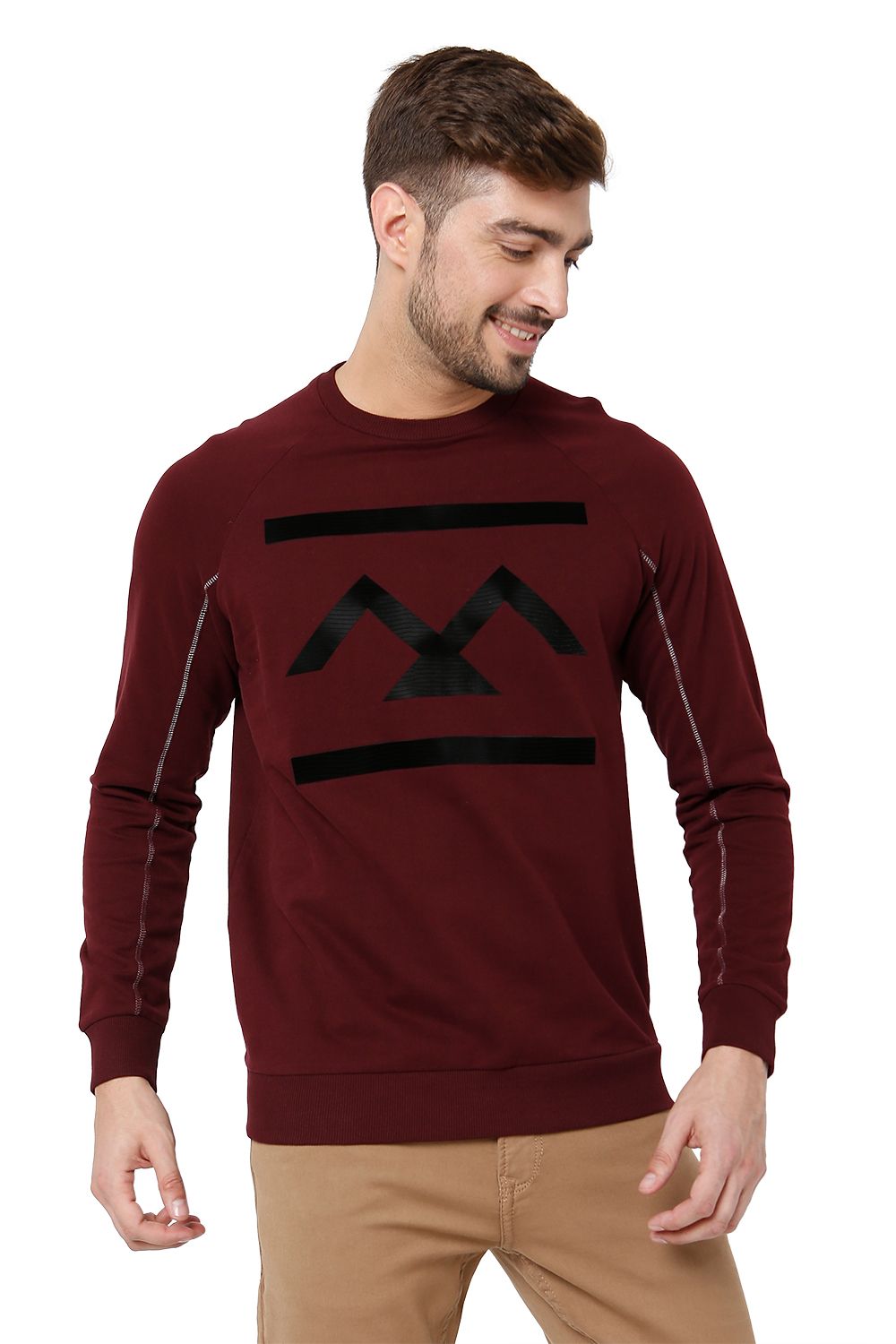 Buy Maroon Textured Print Sweatshirt Online at Muftijeans