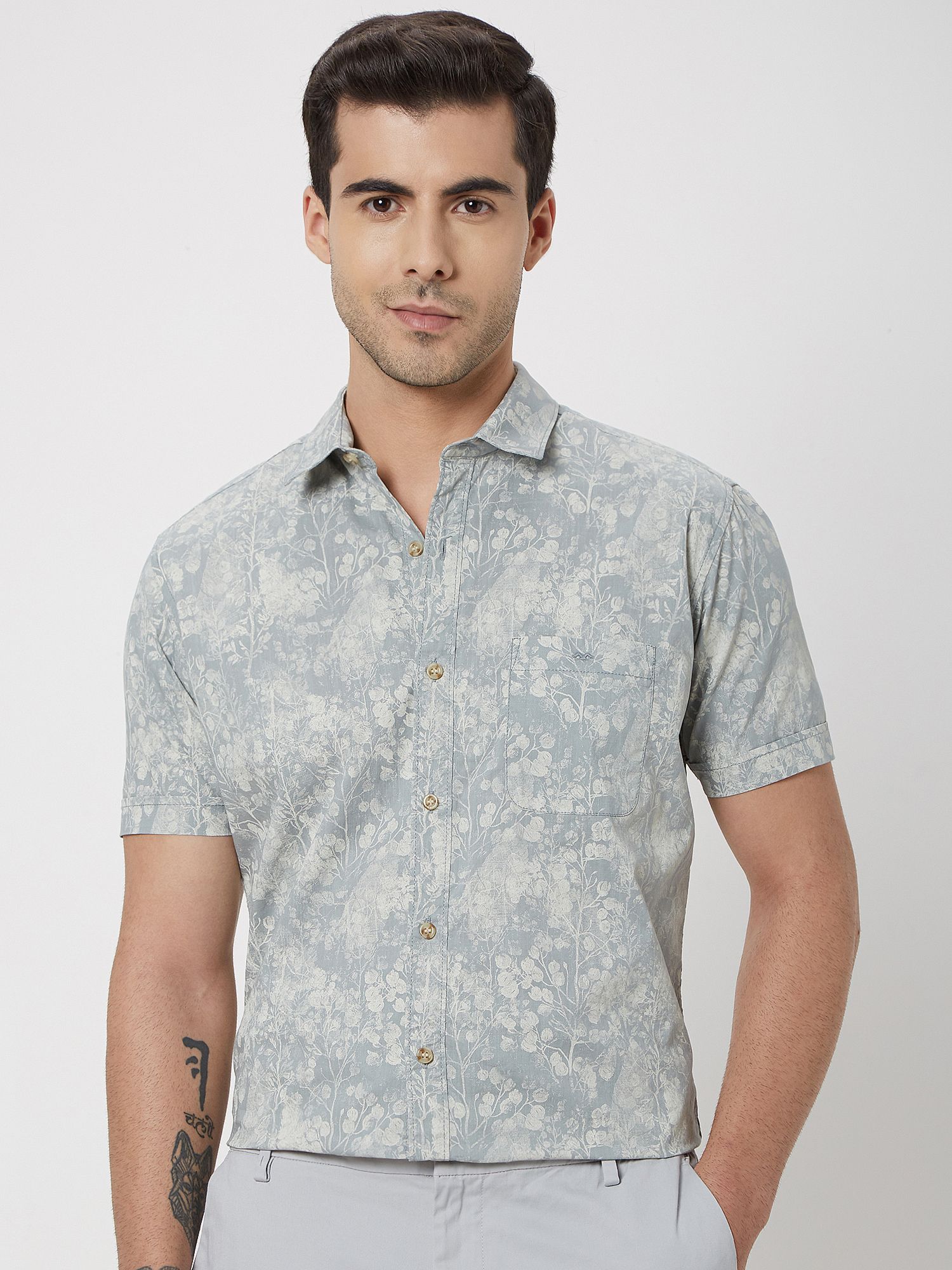 grey cotton casual shirt