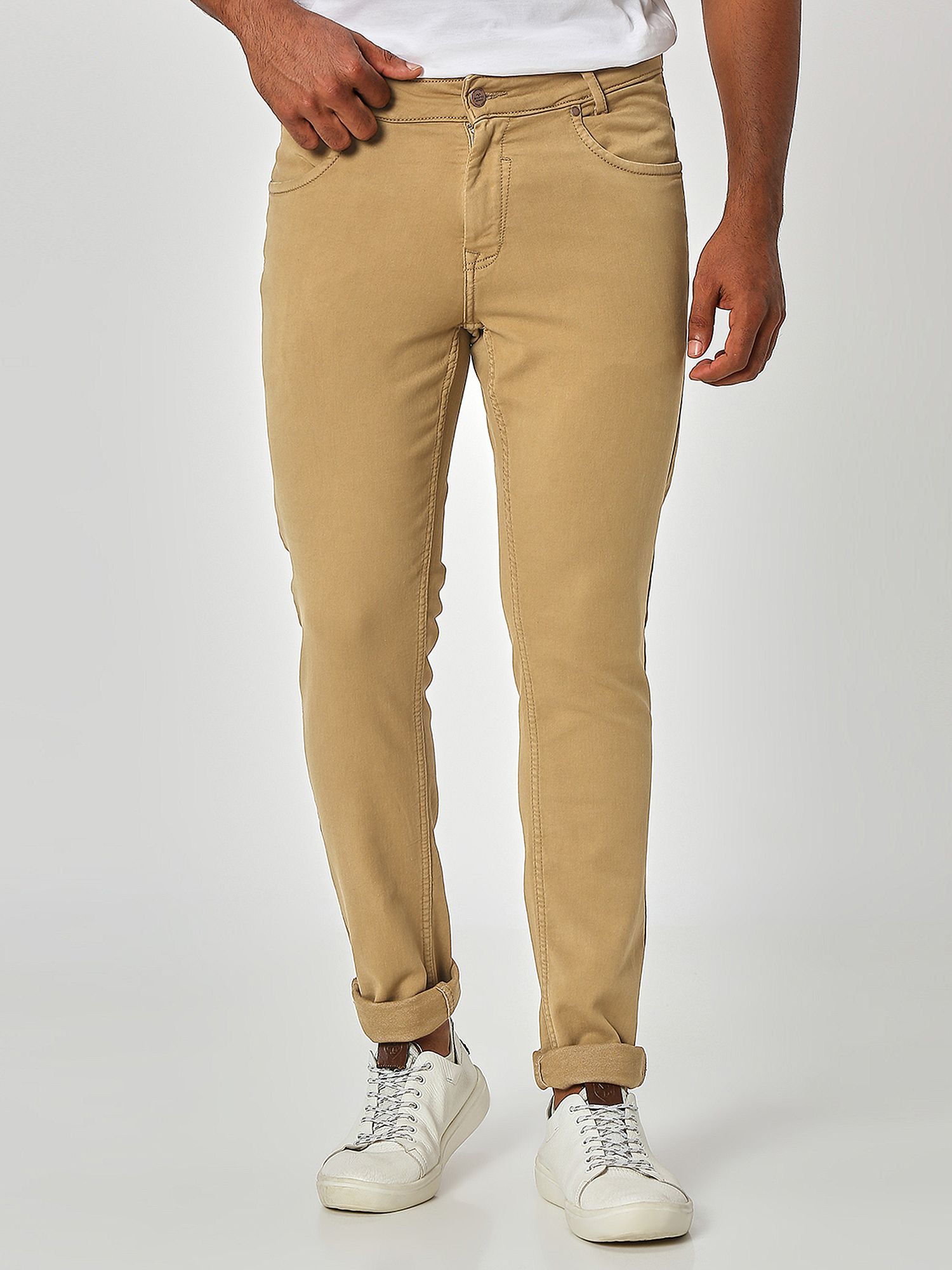 Buy Khaki Skinny Fit Superstretch Coloured Jeans Trouser Online at