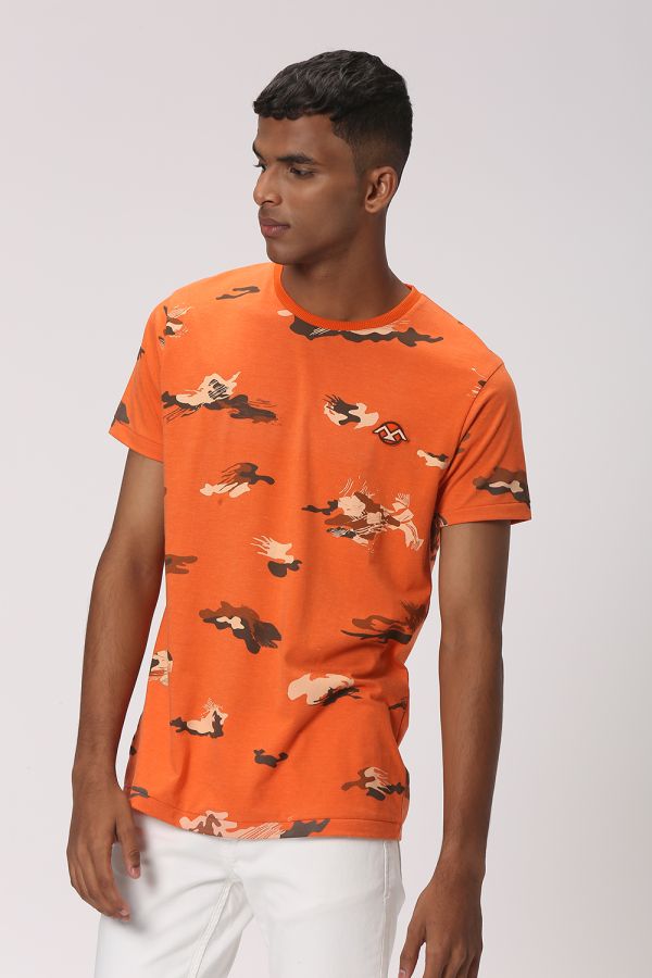 RUST SLIM FIT JERSEY GRAPHIC TEE
