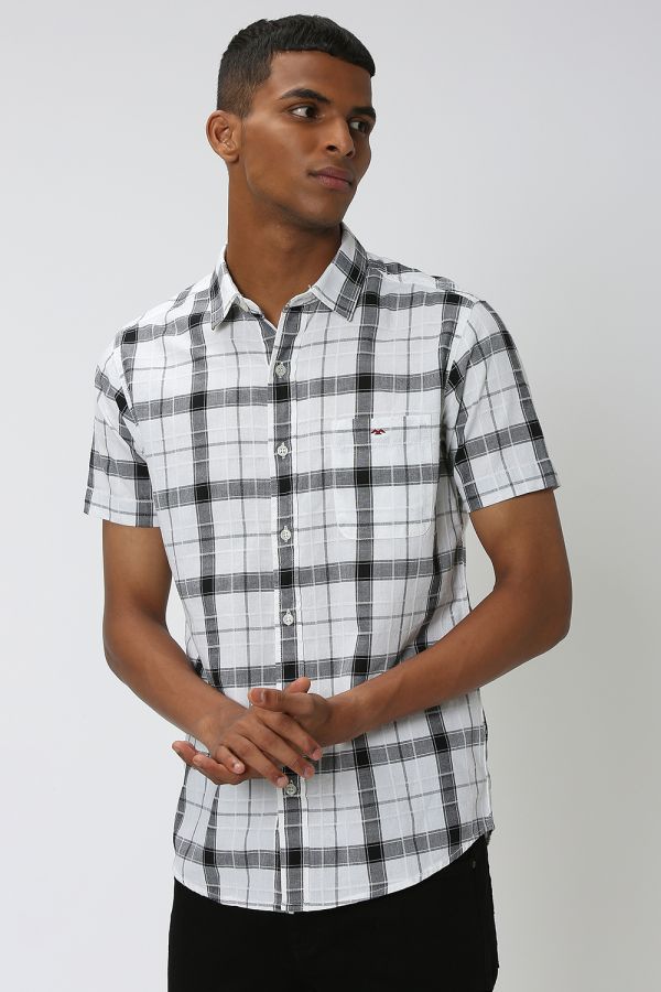 White & Black Large Check Shirt