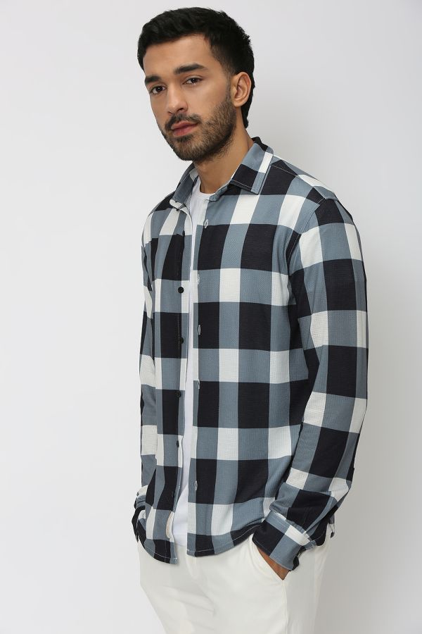 Black Large Check Lightweight Shirt