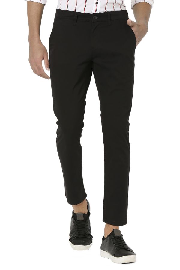 Black Ankle Length Stretch Chinos
