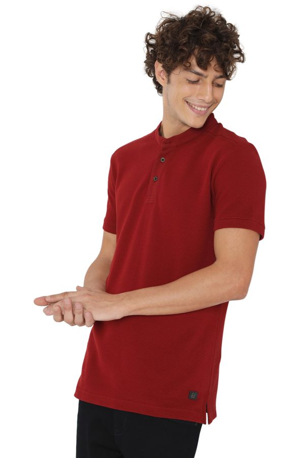 Maroon Textured Henley