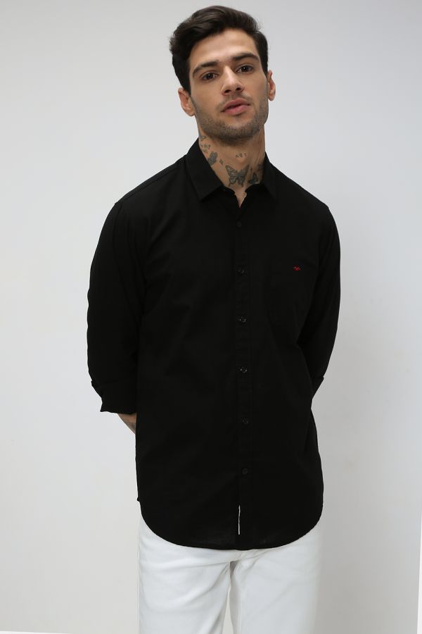 Black Slim Fit Casual Shirt