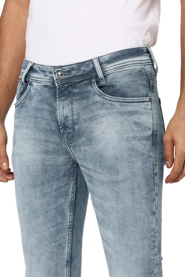 Light Grey Skinny Fit Knitted Stretch Jeans