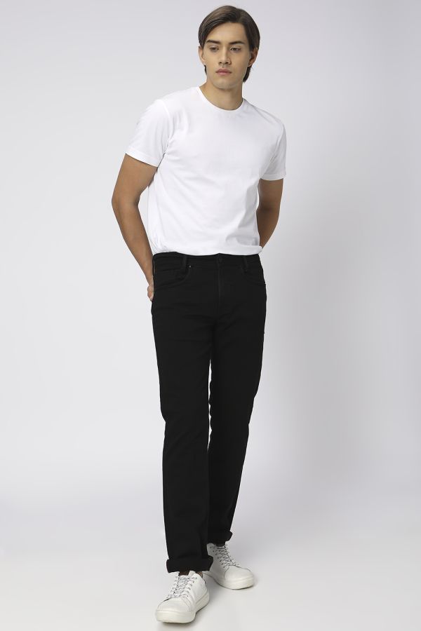 Black Straight Fit Denim Deluxe Stretch Jeans