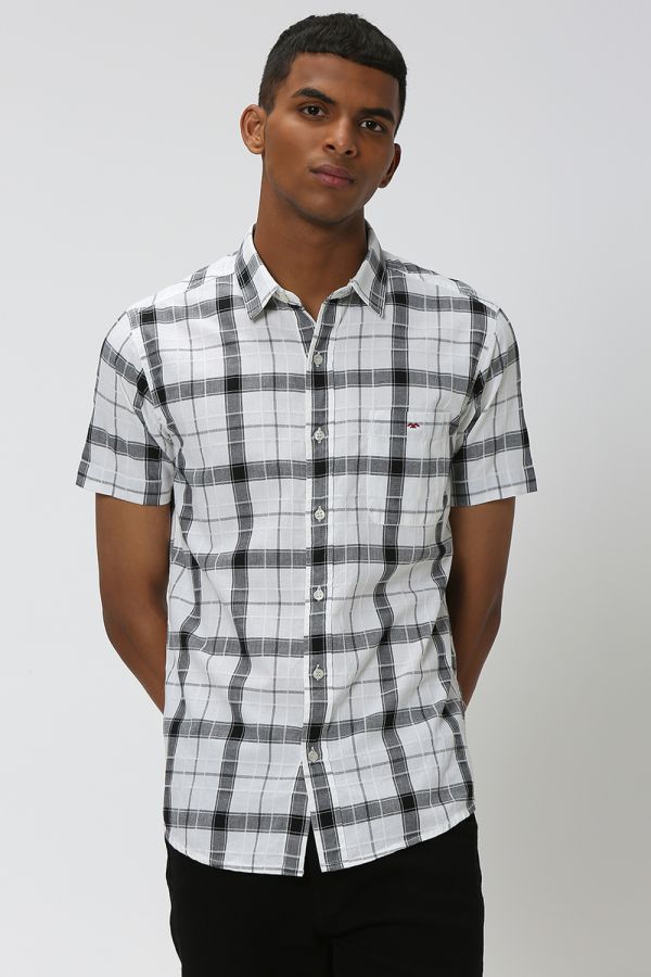 White & Black Large Check Shirt