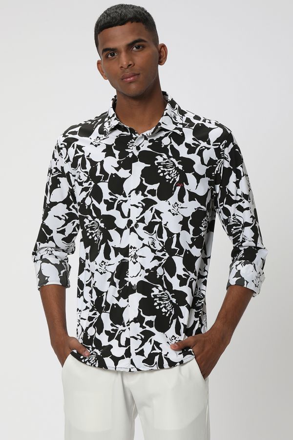Black & White Floral Print Shirt