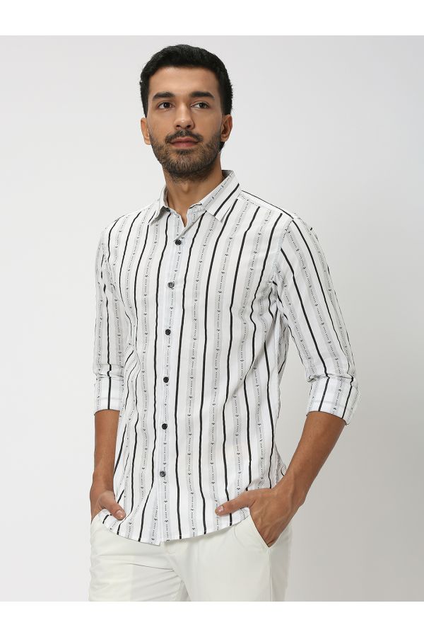 Grey Logo Stripe Shirt