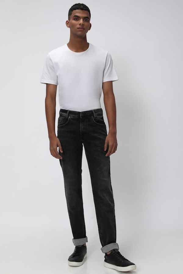 Black Straight Fit Denim Deluxe Stretch Jeans