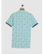 Turquoise Leaf Print Mini Popcorn Henley T-Shirt