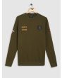 Olive Badged Chest Slim Fit Textured Jersey Sweatshirt