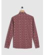 Maroon Floral Print Slim Fit Casual Shirt