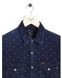 Dark Indigo Blue & White Print Slim Fit Casual Shirt