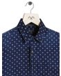 Indigo Blue & White Geometric Print Slim Fit Casual Shirt