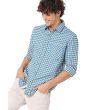 Off White & Turquoise Flannel Check Slim Fit Casual Shirt