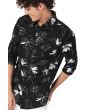 Black & White Floral Print Slim Fit Casual Shirt