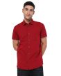 Red Cotton Linen Slim Fit Casual Shirt