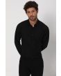 Black Knitted Plain Stretch Shirt