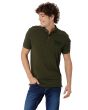 OLIVE MILITARY SLIM FIT PIQUE HENLEY