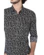 Black & White Floral Print Slim Fit Casual Shirt