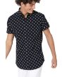 Navy & White Print Slim Fit Casual Shirt