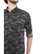 Black & Grey Camo Print Slim Fit Casual Shirt
