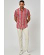 Pink & Off White Printed Stripe Lightweight Shirt