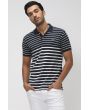 NAVY STRIPE SLIM FIT POPCORN POLO