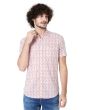 Pastel Pink & White Resort Print Slim Fit Casual Shirt