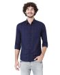 Navy Dobby Slim Fit Casual Shirt