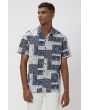 Navy & White Bandana Print Slim Fit Casual Shirt