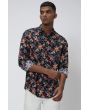 Navy & Multi Digital Print Slim Fit Casual Shirt