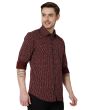 MAROON & WHITE NARROW STRIPE SLIM FIT CASUAL SHIRT