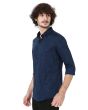 Navy & Black Floral Print Slim Fit Casual Shirt